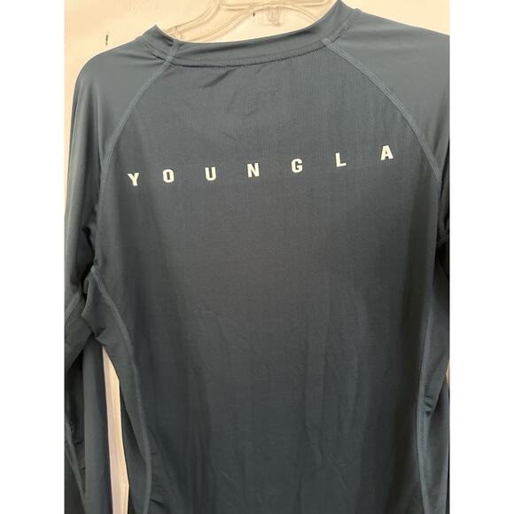 YoungLA Shirt Green Long Sleeve Performance Stretch Crew Neck Lightweight XL - Picture 9 of 9